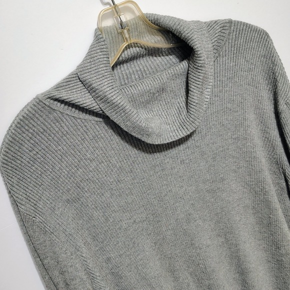 Coldwater Creek Womens Sweater 2X Gray Ribbed Knit Turtleneck Long Sleeve - Picture 1 of 10